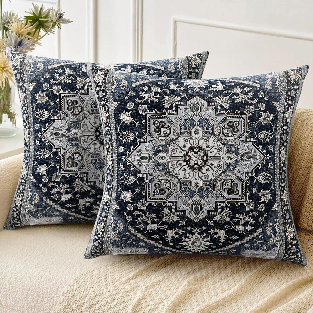 6890 Boho Throw Pillow Covers 26x26 inch Set of 2,Linen Bohemia Carpet